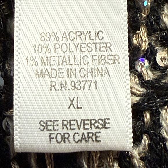 Mirror Image Black Fair Isle Long Sweater Vest Duster Sz XL Womens Dramatic Fun - Picture 9 of 10